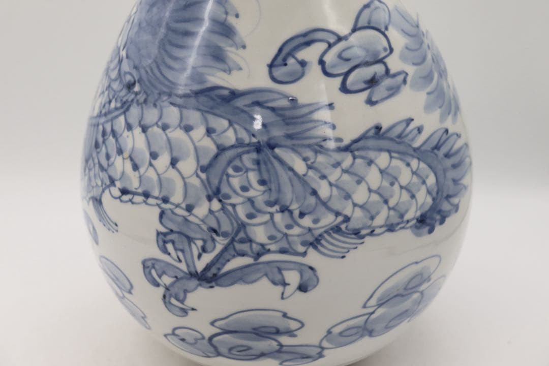李朝　染付　龍紋大瓶　送料込み250506