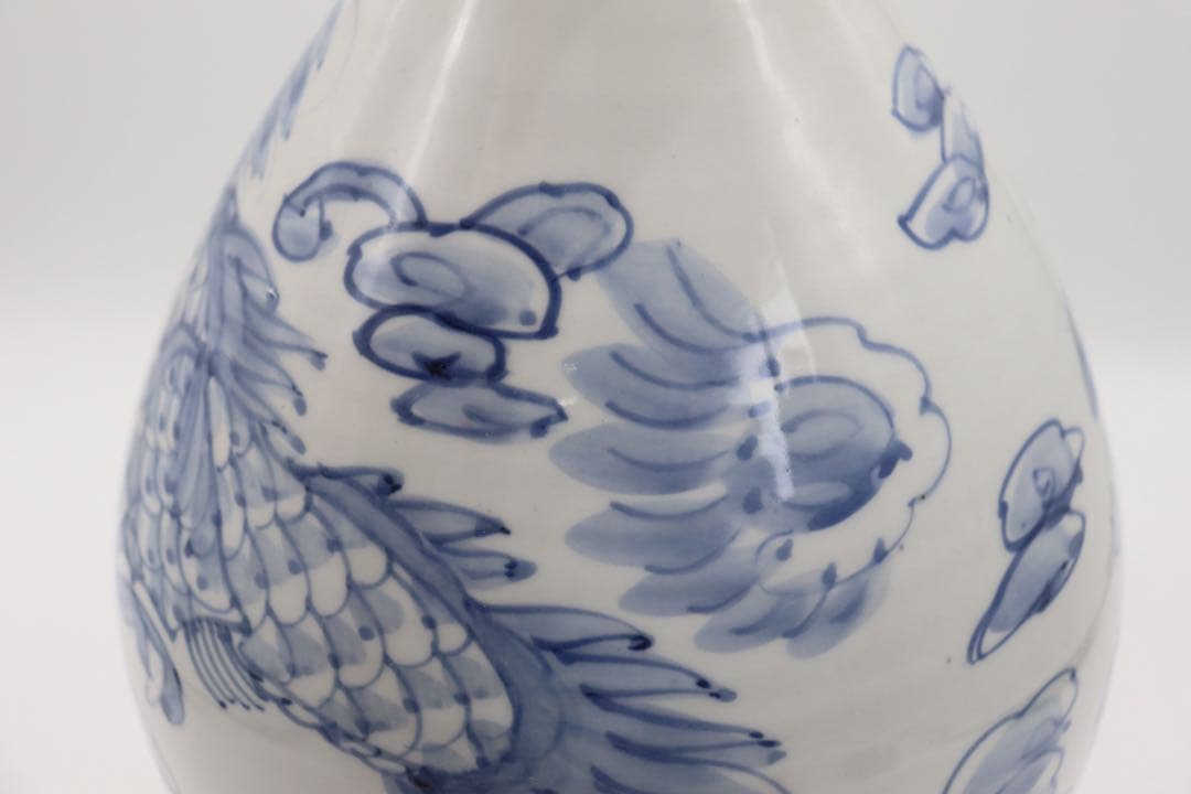 李朝　染付　龍紋大瓶　送料込み250506