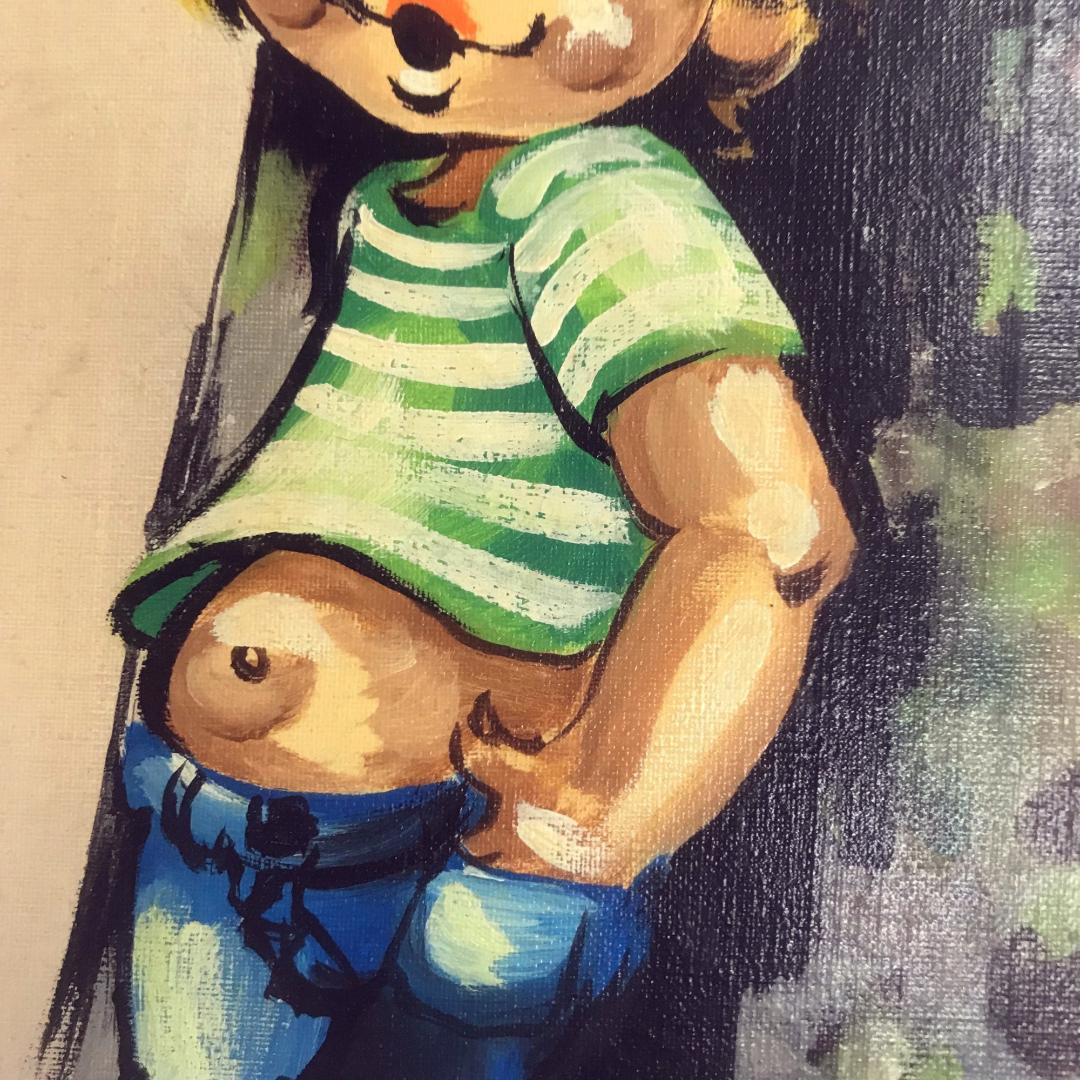 絵 女の子 男の子 作者不明 PARIS パリ 絵画 美術品 骨董品 ２枚セット