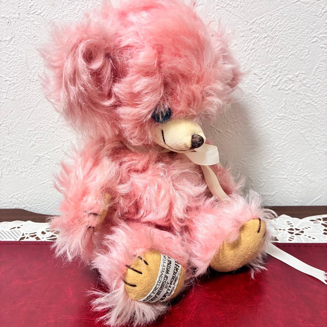 アンティーク　ピンク　テディベア　くま　ぬいぐるみ　鈴　かわいい　ビンテージ