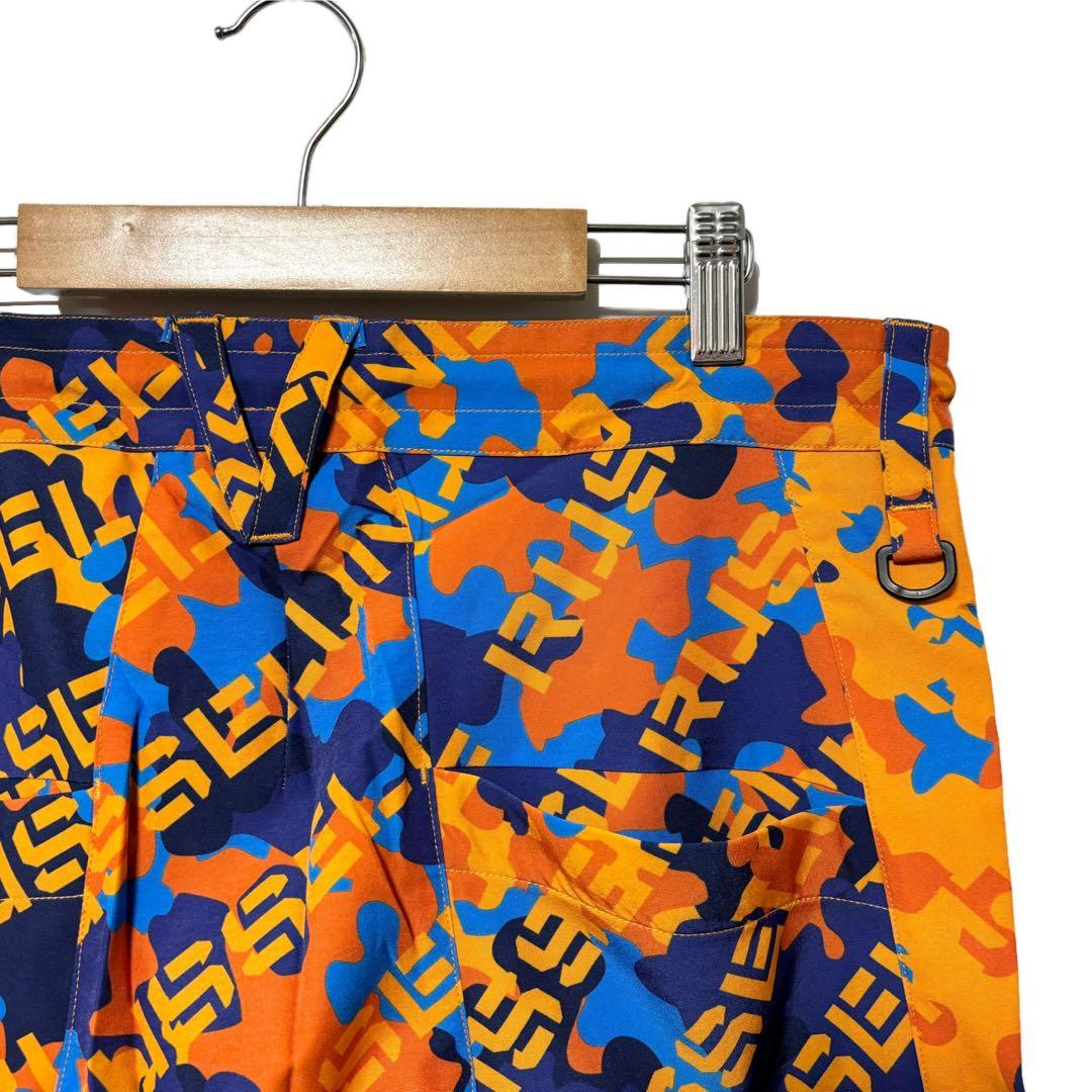 新品 ラッセルノ ゴルフ メッシュ ポケット ショーツ オレンジ カモ L 5
