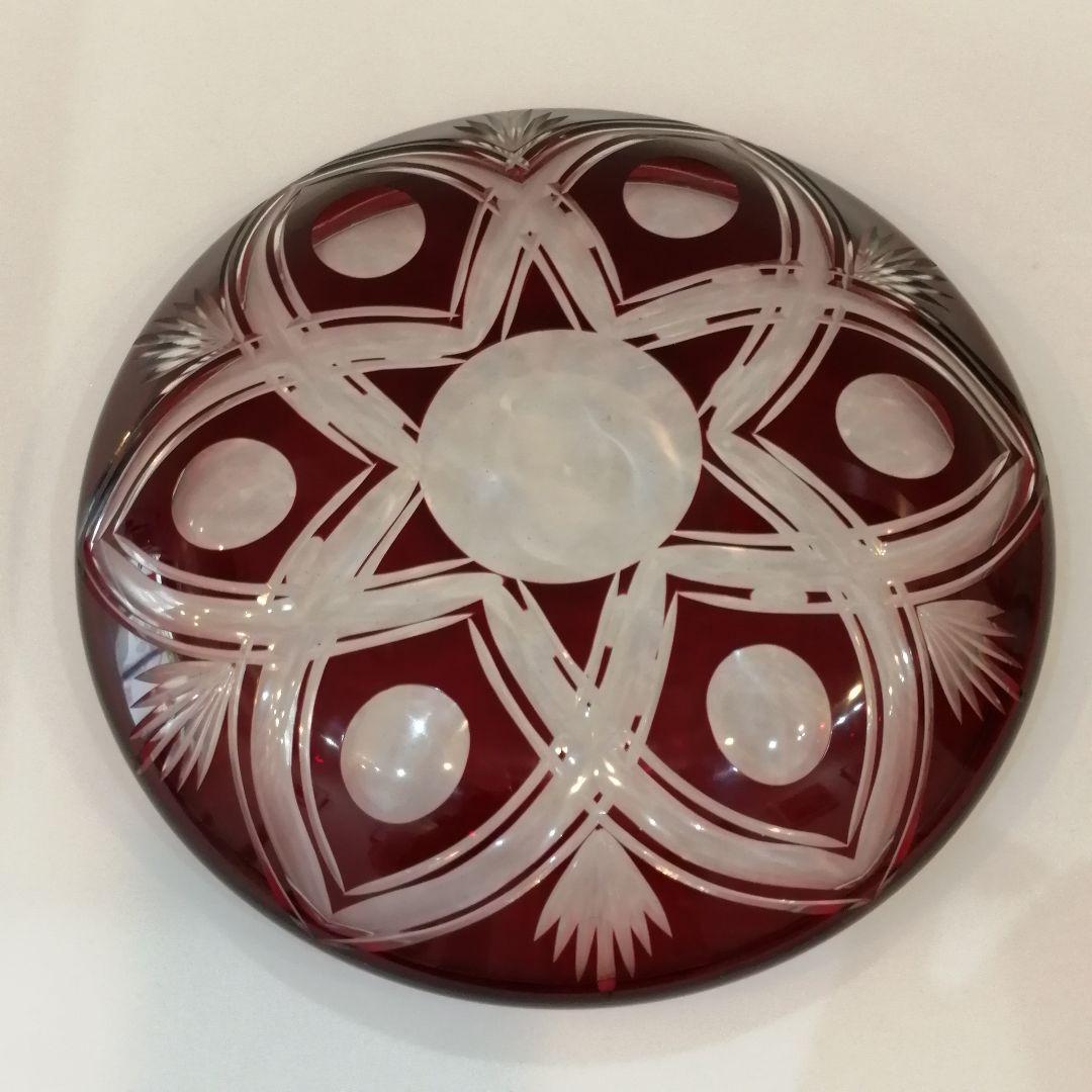 切子皿 キリコ ガラス細工 径24cm 新品未使用