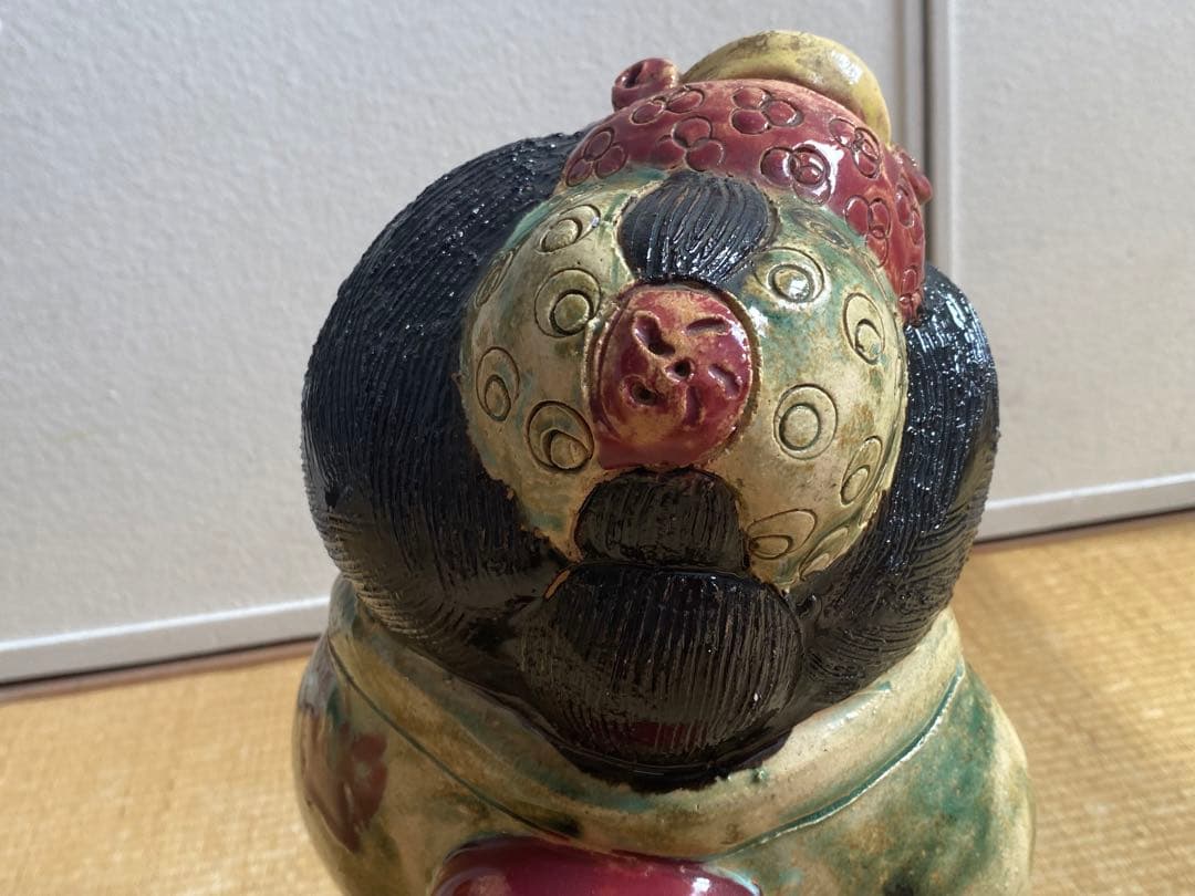 信楽焼 狸 たぬき タヌキ 女将 縁起物 インテリア 置物 陶器人形 お福さん