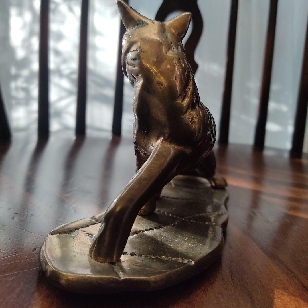 ヴィンテージ　真鍮　銅　アイアン　フォックス　キツネ　狐　文鎮