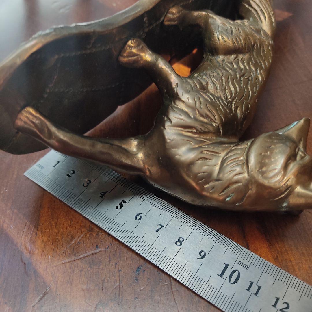 ヴィンテージ　真鍮　銅　アイアン　フォックス　キツネ　狐　文鎮