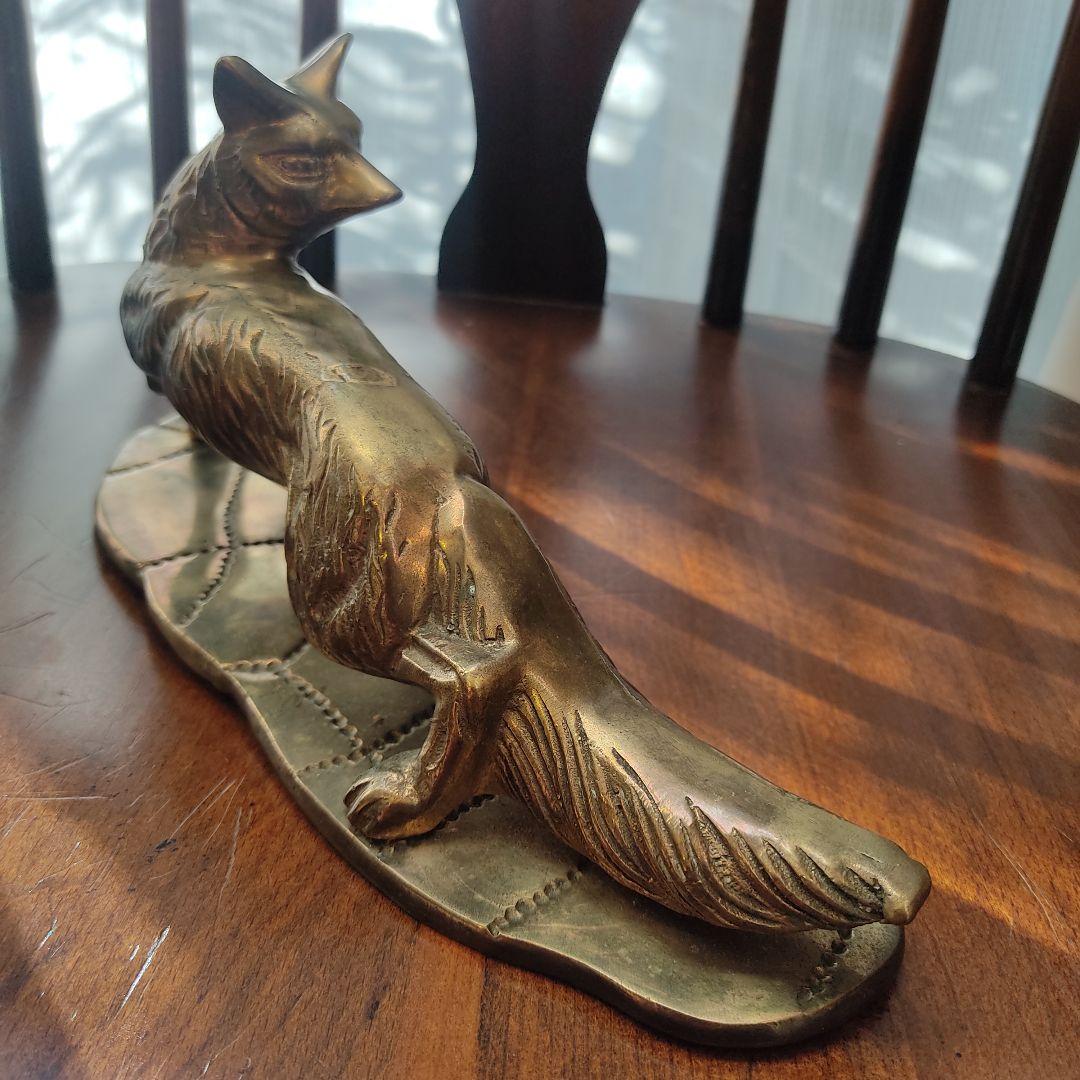 ヴィンテージ　真鍮　銅　アイアン　フォックス　キツネ　狐　文鎮