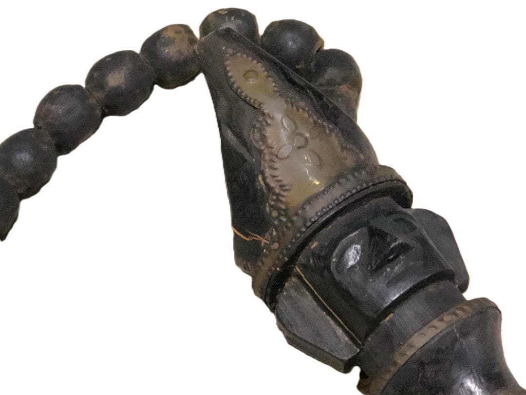 【 木製彫金儀式杖 】　インディオ（南米先住）　マプチェ/ケマムル