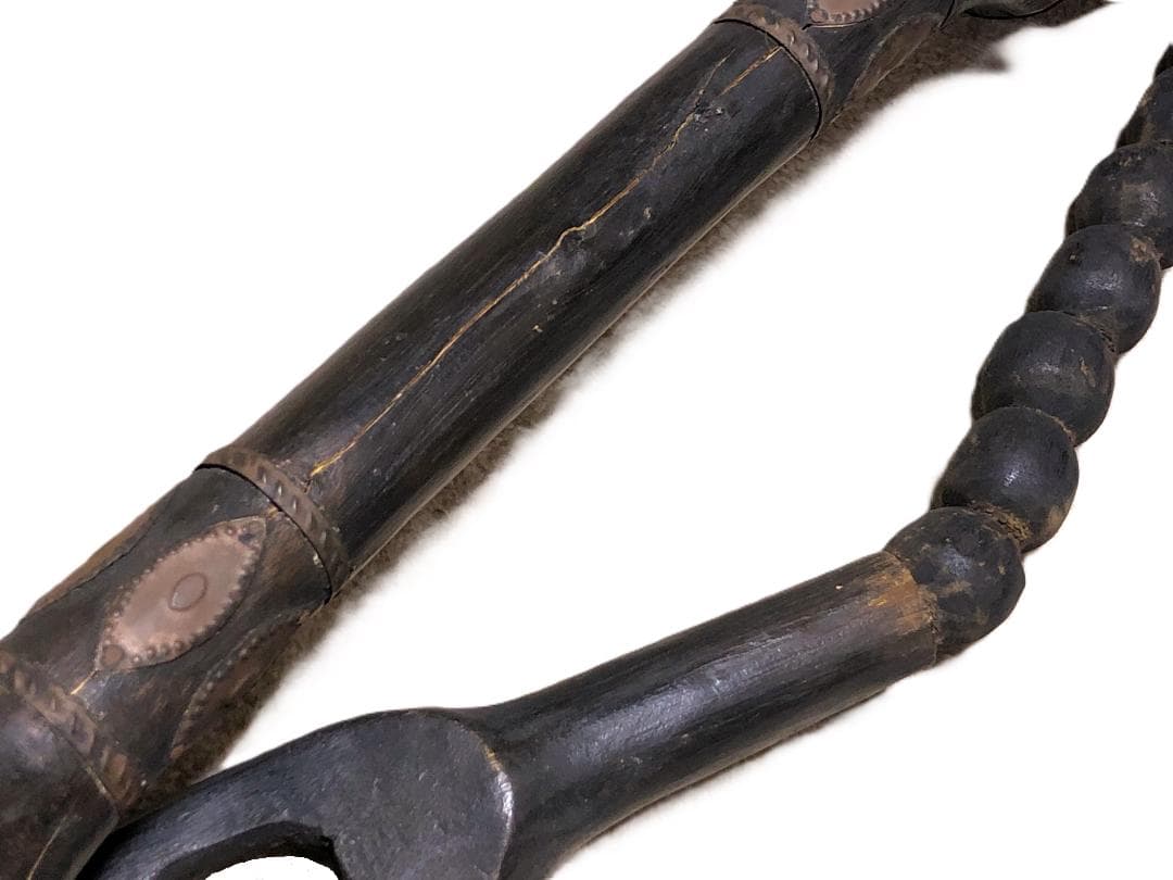 【 木製彫金儀式杖 】　インディオ（南米先住）　マプチェ/ケマムル