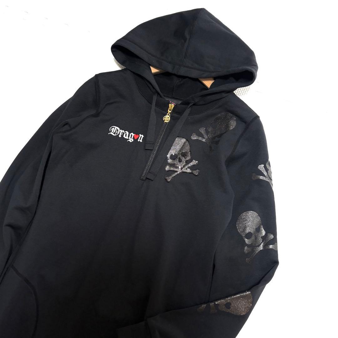 DANCE WITH DRAGON✨スカル　ハーフジップ　フード　ワンピース