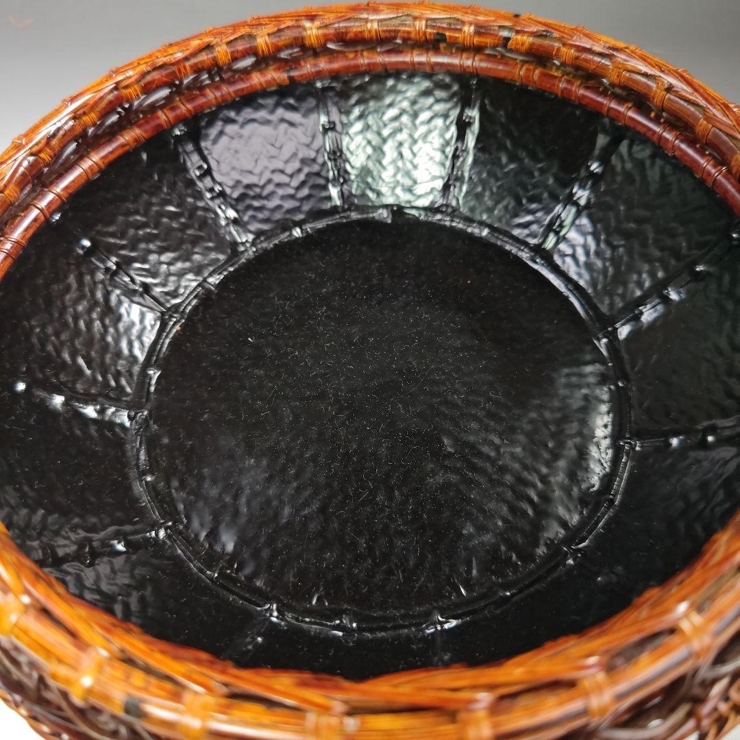 イ595 炭斗『田中篁斎造』『玄々斎好　七宝組炭斗　竹編　炭取　共箱』茶道具