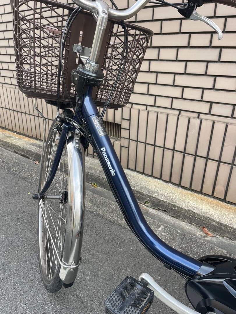 電動アシスト自転車 ネイビー 前カゴ付き