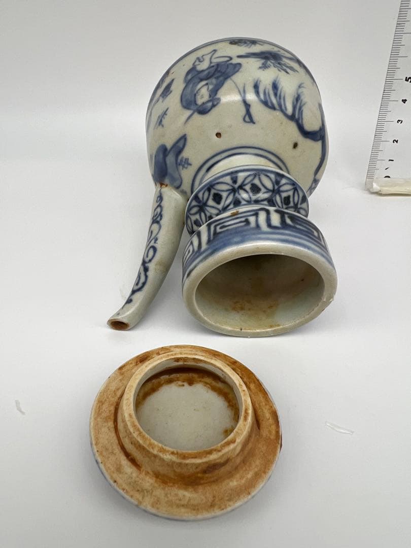 中国明朝染付ティーポット茶道具骨董古美術コレクション唐物　アンティーク青磁　江戸