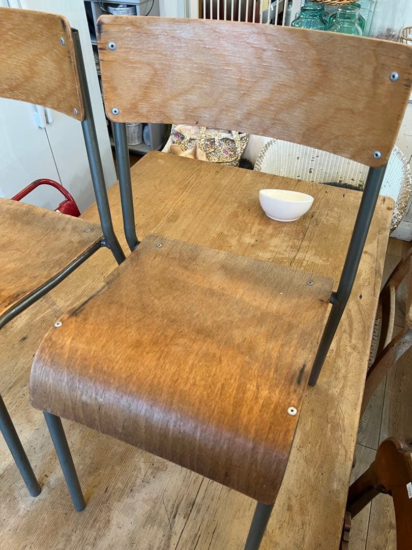 英国ヴィンテージキッススクールチェアー2脚セット