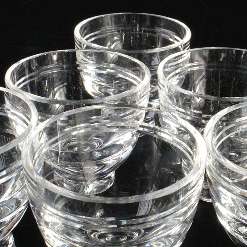 クリスタルガラス　冷酒グラス　酒杯　煎茶器　6客　桐箱付　V　6289