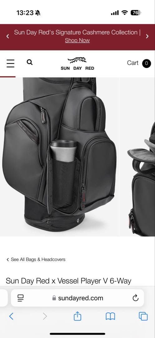 タイガー・ウッズ新ブランド「Sun Day Red」キャディバッグ