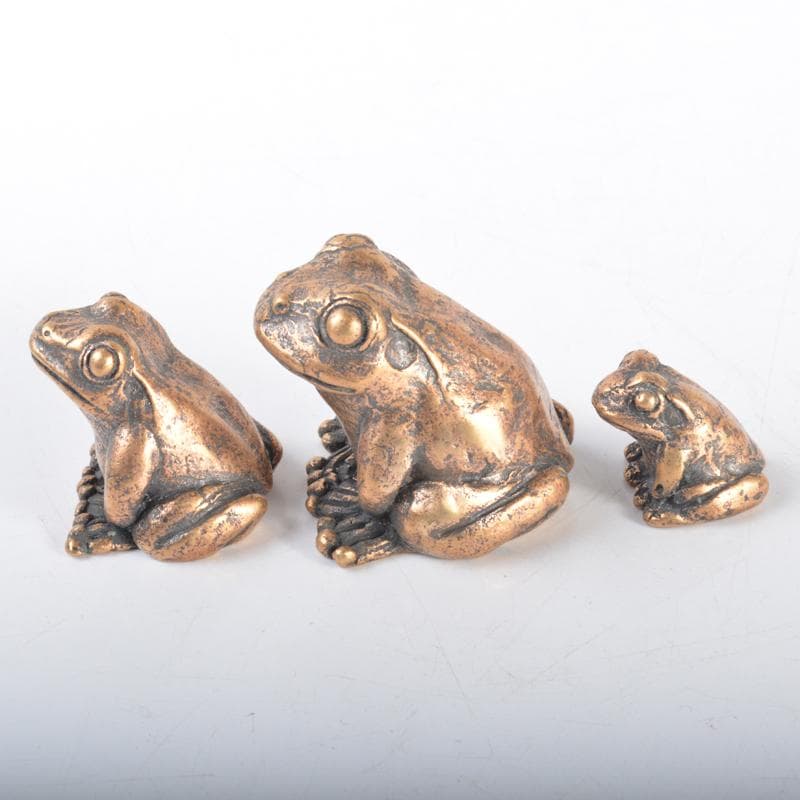 中国　古銅　蛙　紙鎮　置物　3点　N　4219