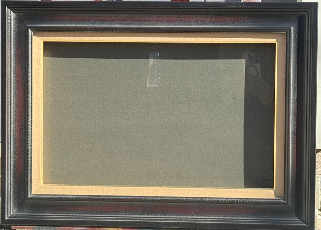 M10サイズ高級な黒い木製油彩額縁 前面ガラス＆黄色袋＆供箱付き倉庫①1/6