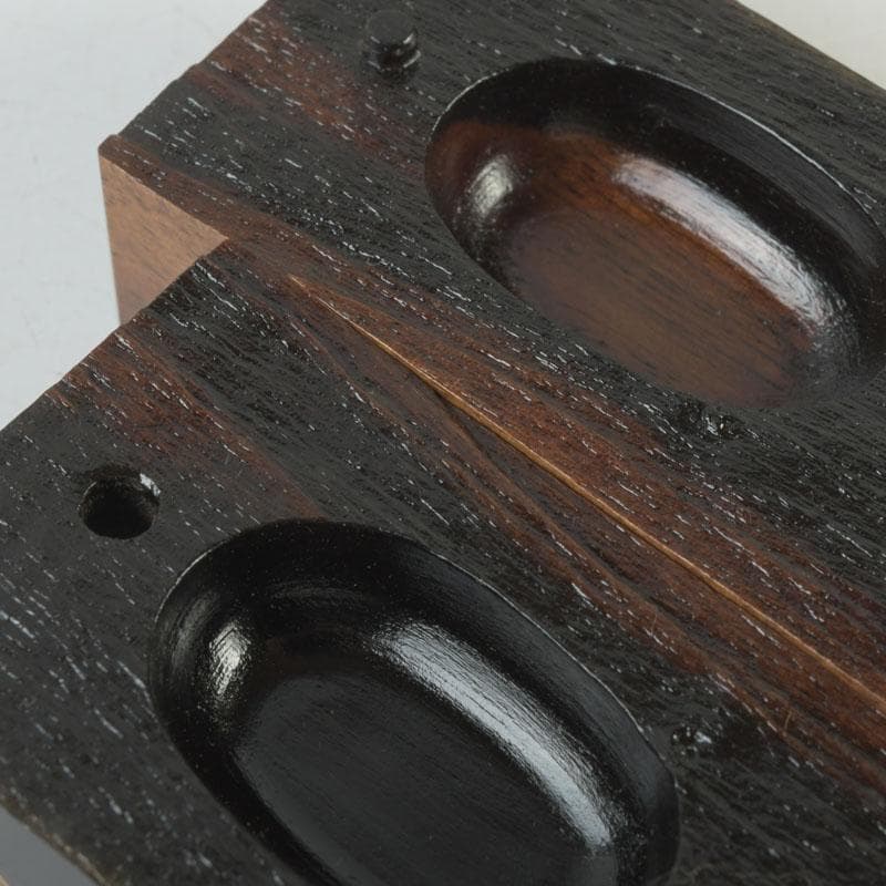 茶道具　加賀蒔絵師　国本勝彦作　黒柿　竹林蒔絵　割香合　共箱　V　9846