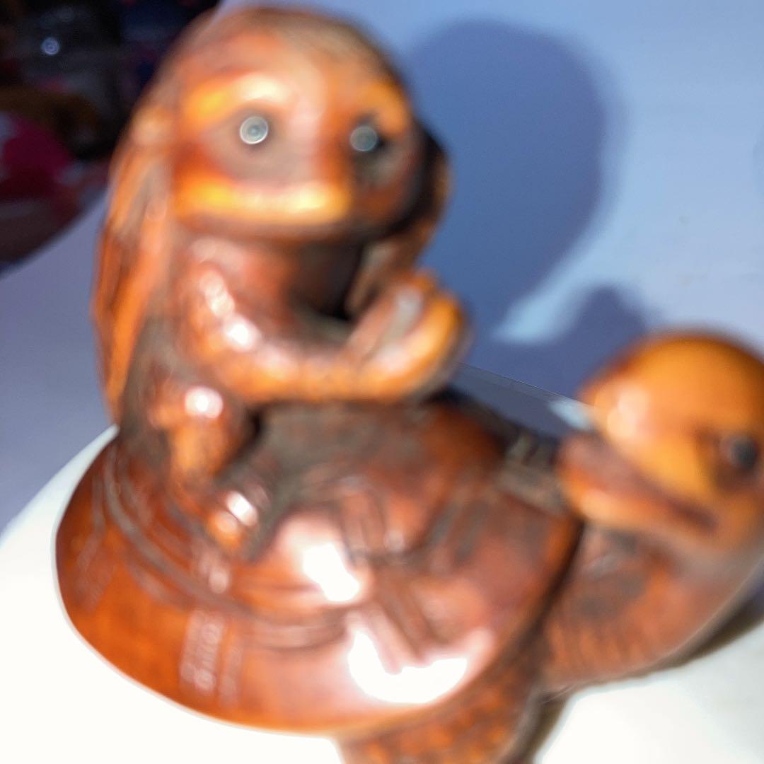 木彫り一刀彫根付アンティーク有名前入り