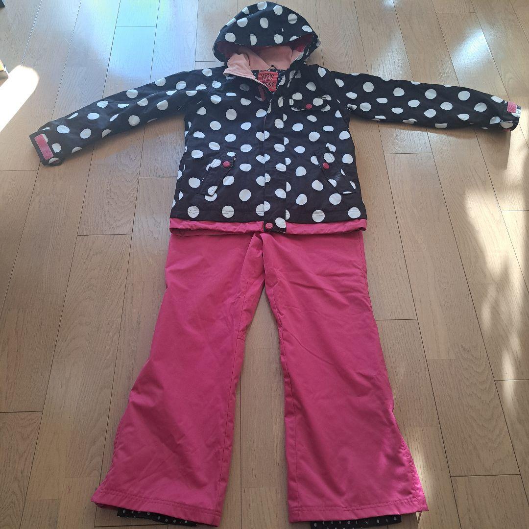 ★M★SiROP★スノーボードウェア★上下セット★黒×ピンク★水玉★レディース★