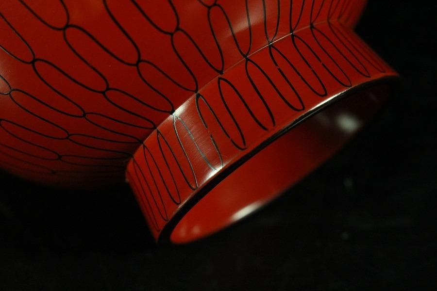 茶道具 網の絵 吸物椀 五客 塗師 宗哲 共箱 古美術(K-YC551)