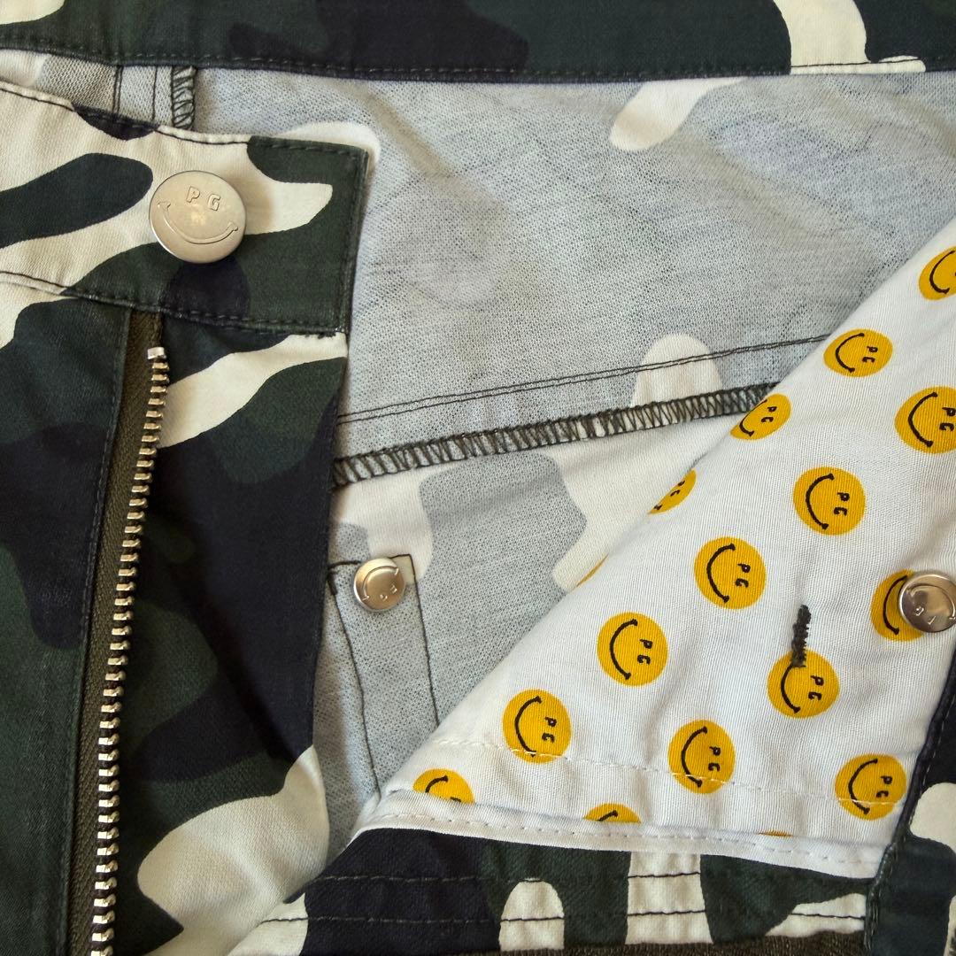 美品　パーリーゲイツ　パンツ　迷彩　黒　白　緑　カーキ　M〜L相当　カモ柄　4