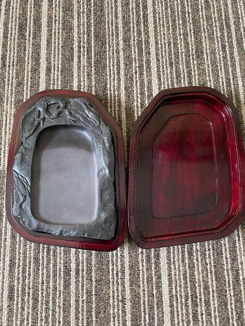 中国古玩　冠羅蕉硯 中国製 書道具 硯 端渓硯 中国美術 木箱