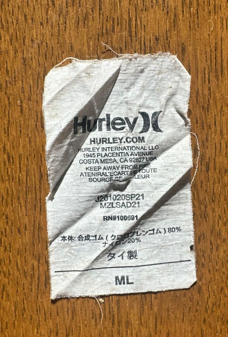 Hurley 5/3mm セミドライウェットスーツ