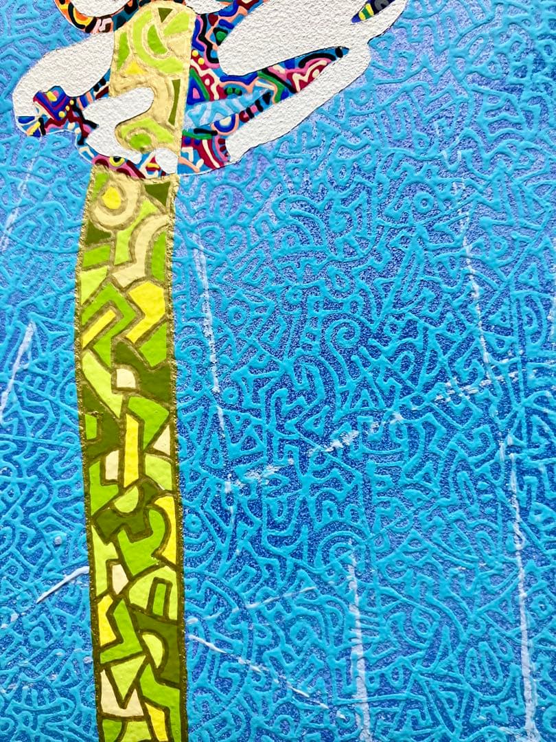 原画　蛙　動物画　絵画　アクリル画　現代アート　細密画　手描き　一点物