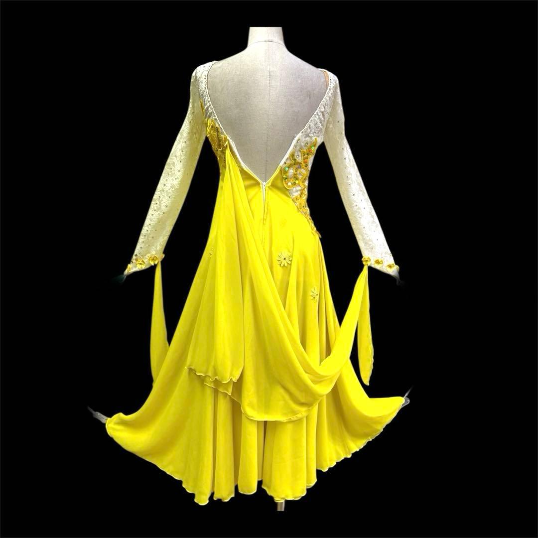6124★S イエロー オフ白 レース スタンダードドレス社交ダンス