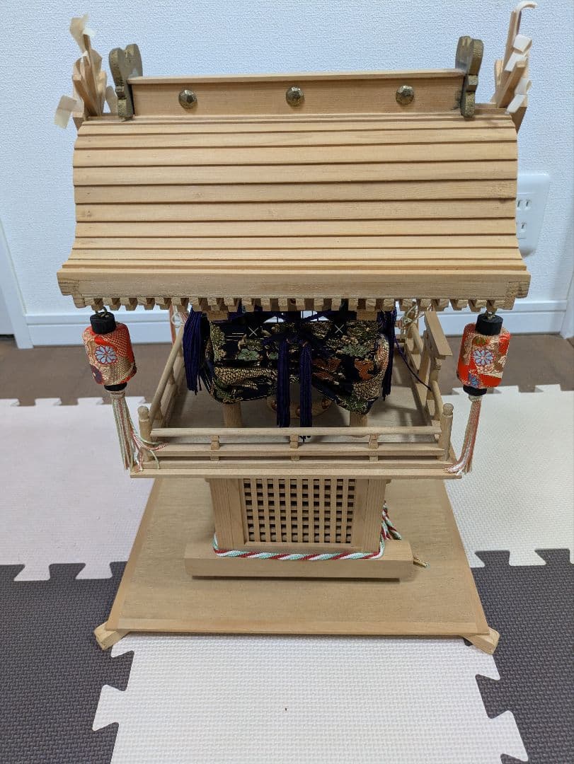 木製 ミニチュアだんじり 台座付き