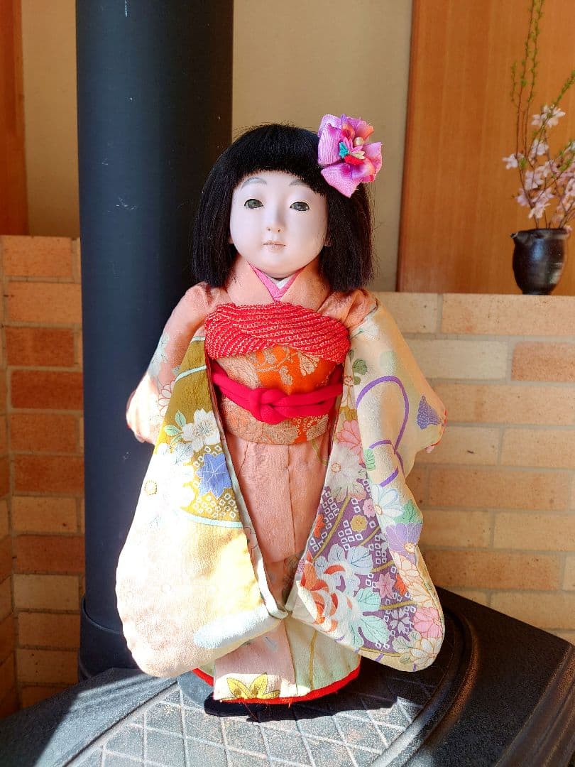 極上　市松人形 大正から昭和初期　爪切りつき　白木屋特製　羽衣　人毛　約42cm