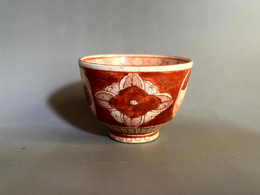 猪口■古九谷焼き 人物赤絵杯 江戸後期～明治期 酒杯 古美術 時代物 骨董品■
