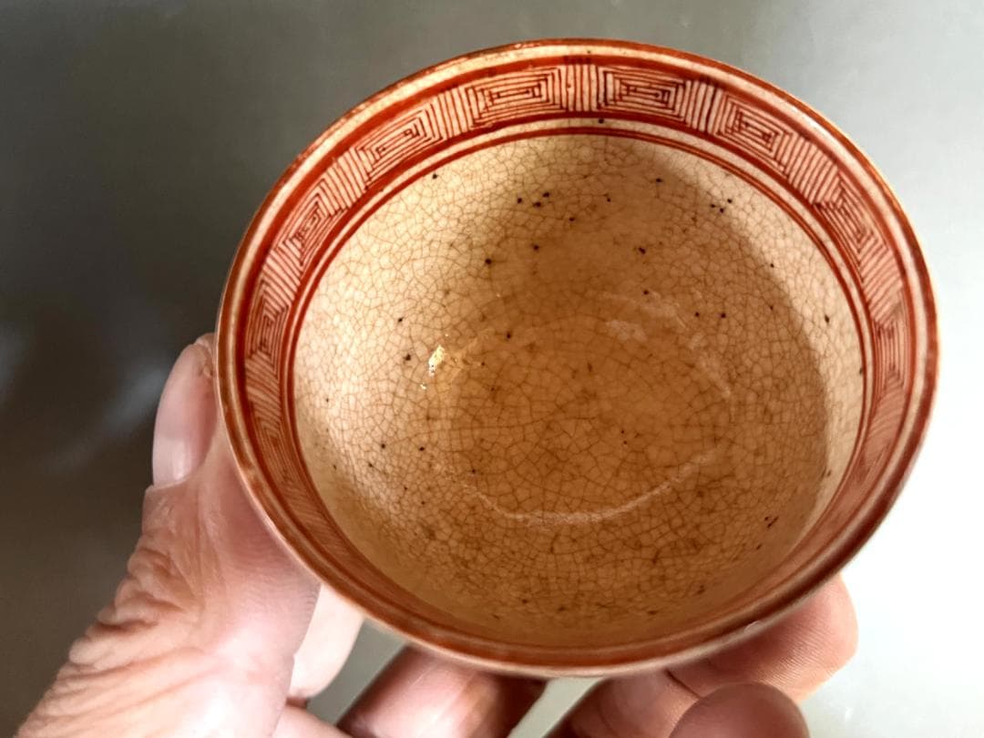 猪口■古九谷焼き 人物赤絵杯 江戸後期～明治期 酒杯 古美術 時代物 骨董品■