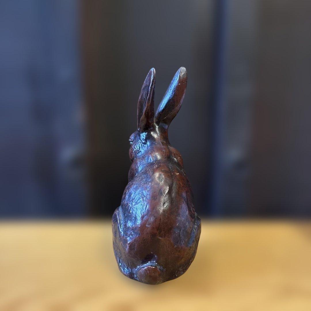 うさぎ　置物　鋳鉄製　金属工芸　アンティーク　ブロンズ