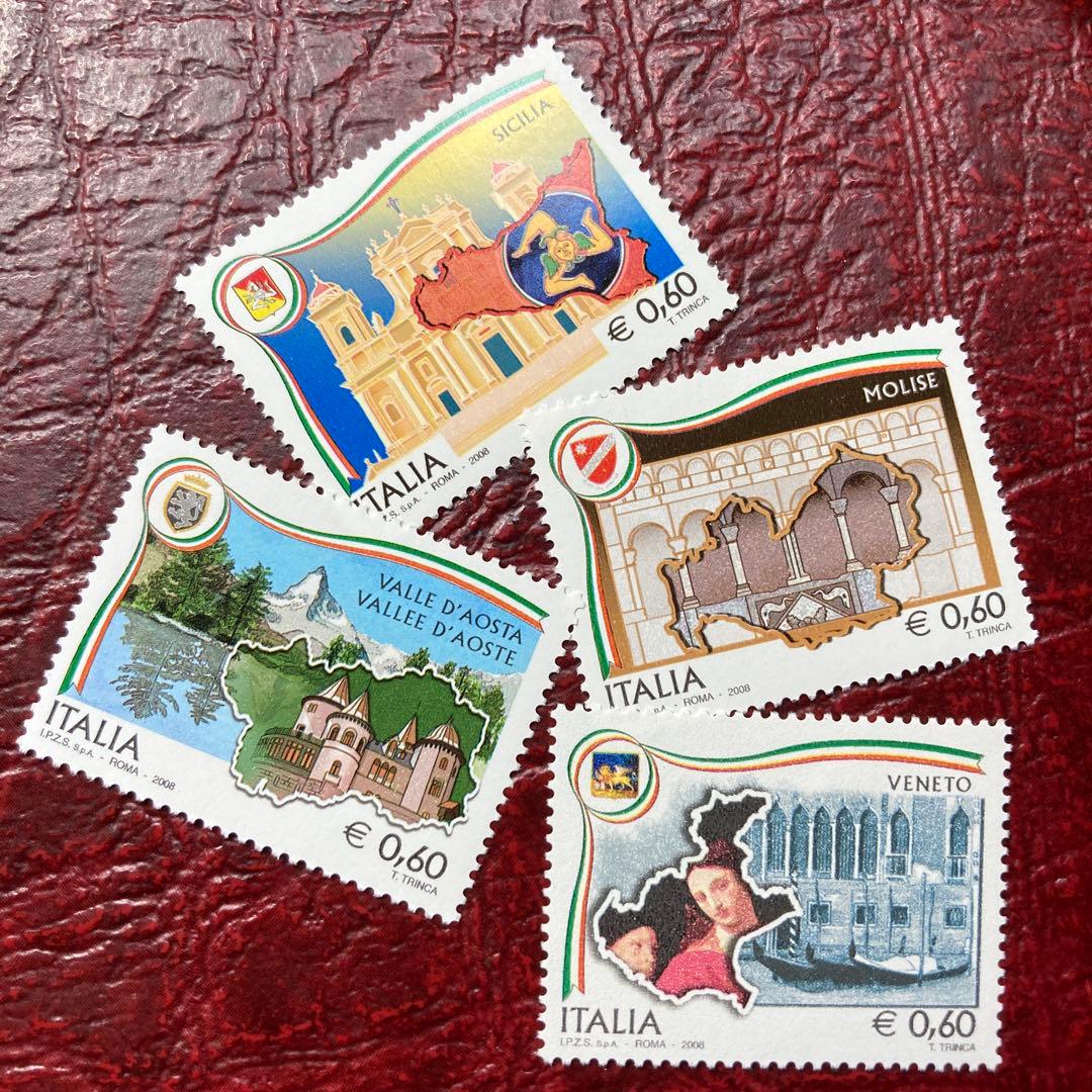 71432セール現品限　外国切手　イタリア発行建築物風景4種揃観光