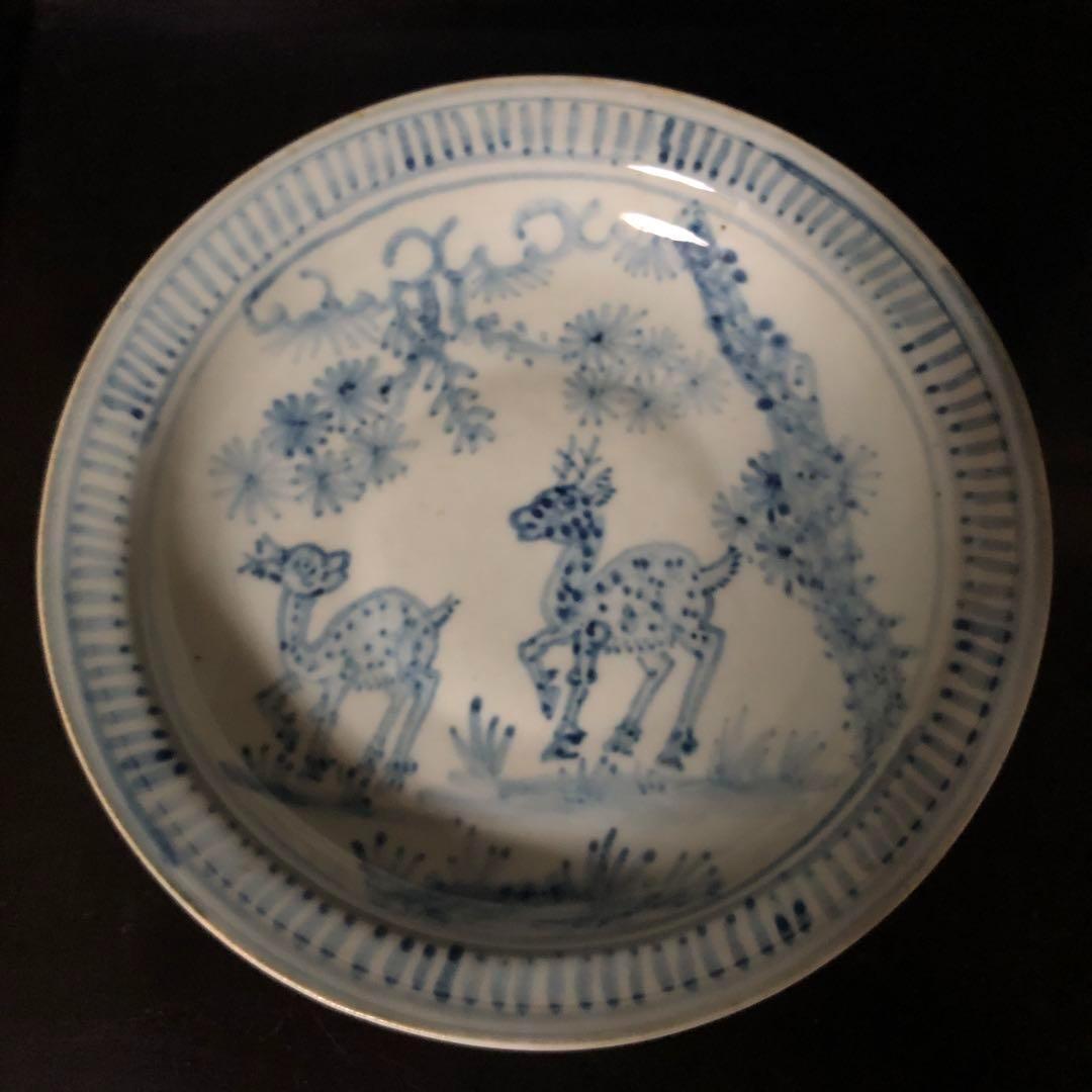 ◆126◆　初期伊万里　染付獣紋絵皿　古伊万里　骨董　九谷　江戸