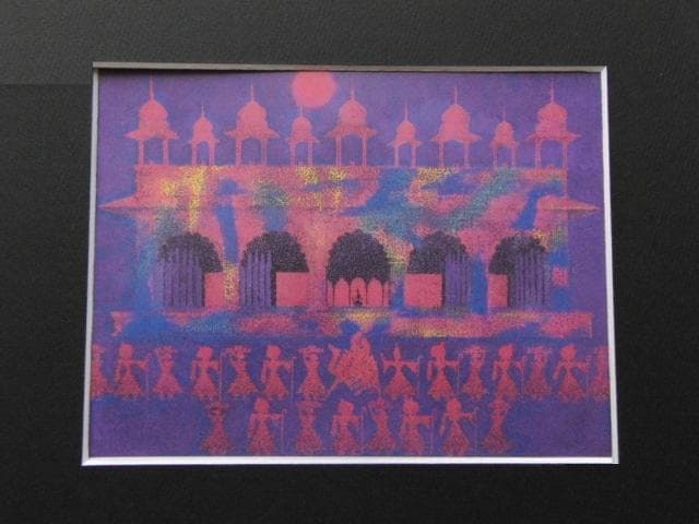 山崎忠明、【印度幻想】、希少な額装用画集より、新品額装付