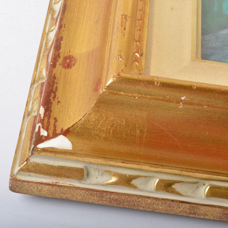 洋画家　藤森悠二作　油絵　F4号　「リコスティック小路」　額装　V　R4704B