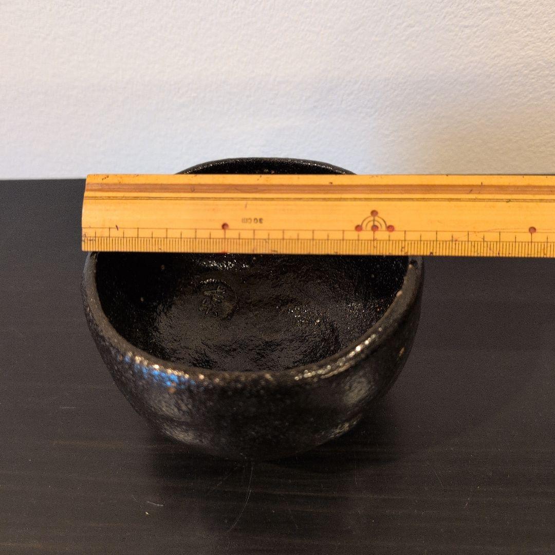 茶道具　黒楽茶碗　初代　小川長楽　数印　合わせ箱