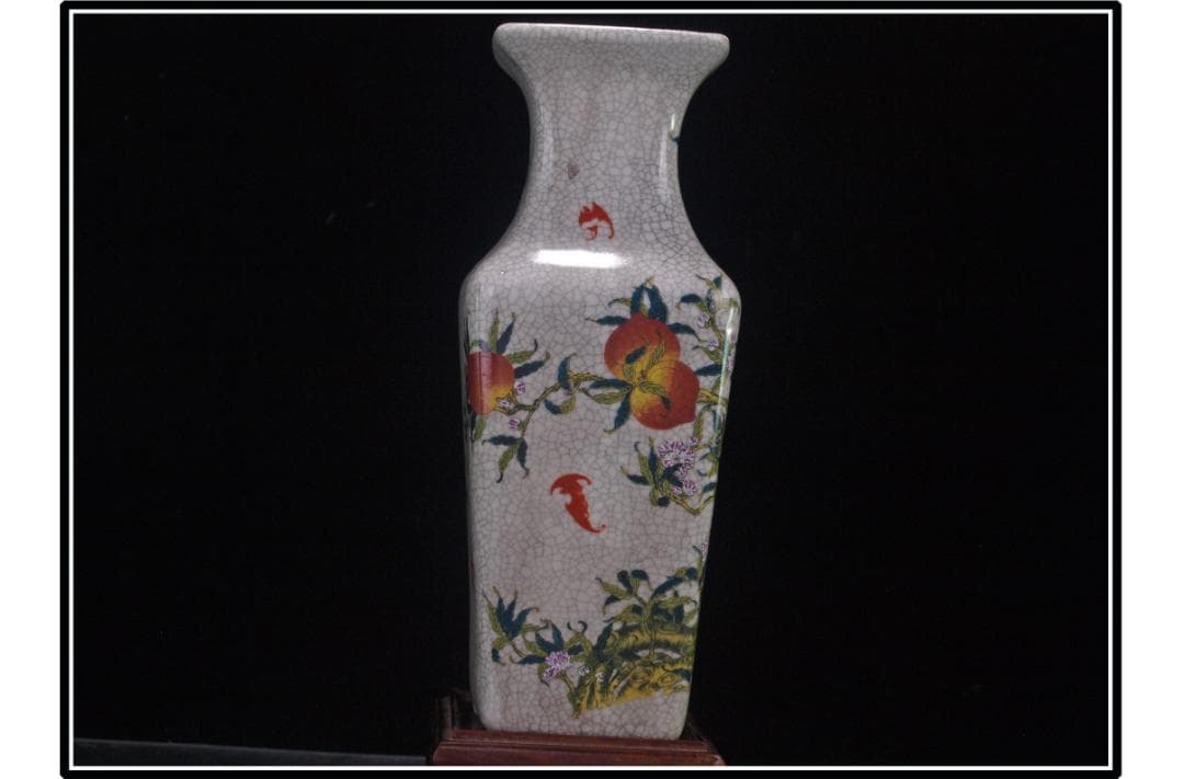 祖父蔵出品 清時代在銘手描き花瓶 美術品　激安骨董品 DE1022B14-1