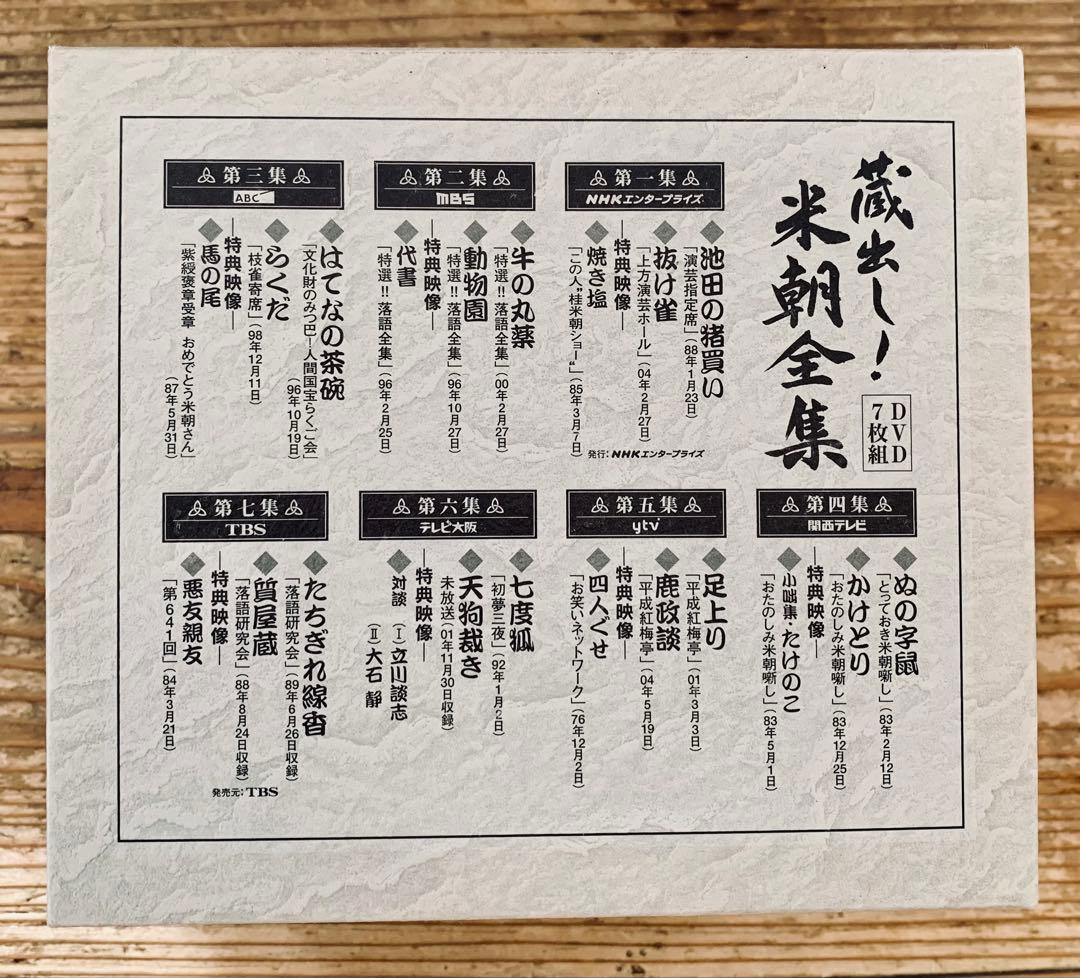 蔵出し！米朝全集　桂米朝DVD 7枚組　ブックレット付き