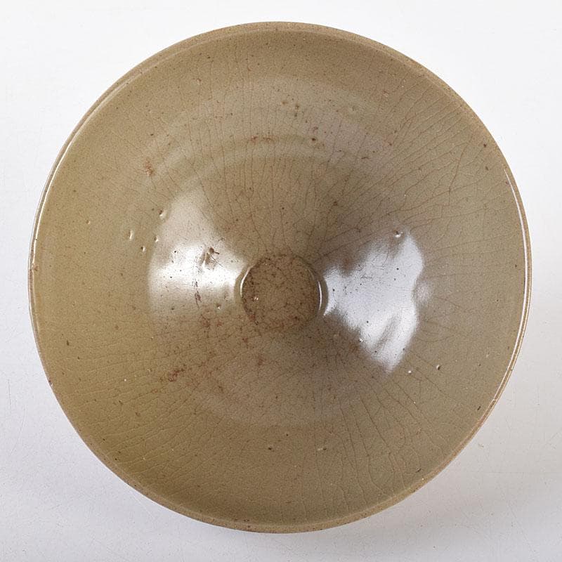 中国　龍泉窯　青磁　陽刻　蓮弁文碗　時代箱付　M　R8641