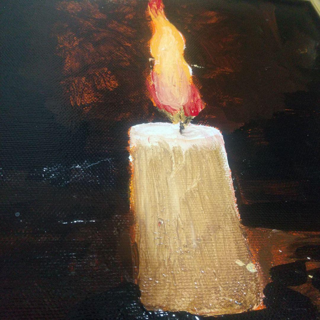 三越デパート展覧購入 絵画 高島野十郎 絵画 油彩 手描 蝋燭 肉筆