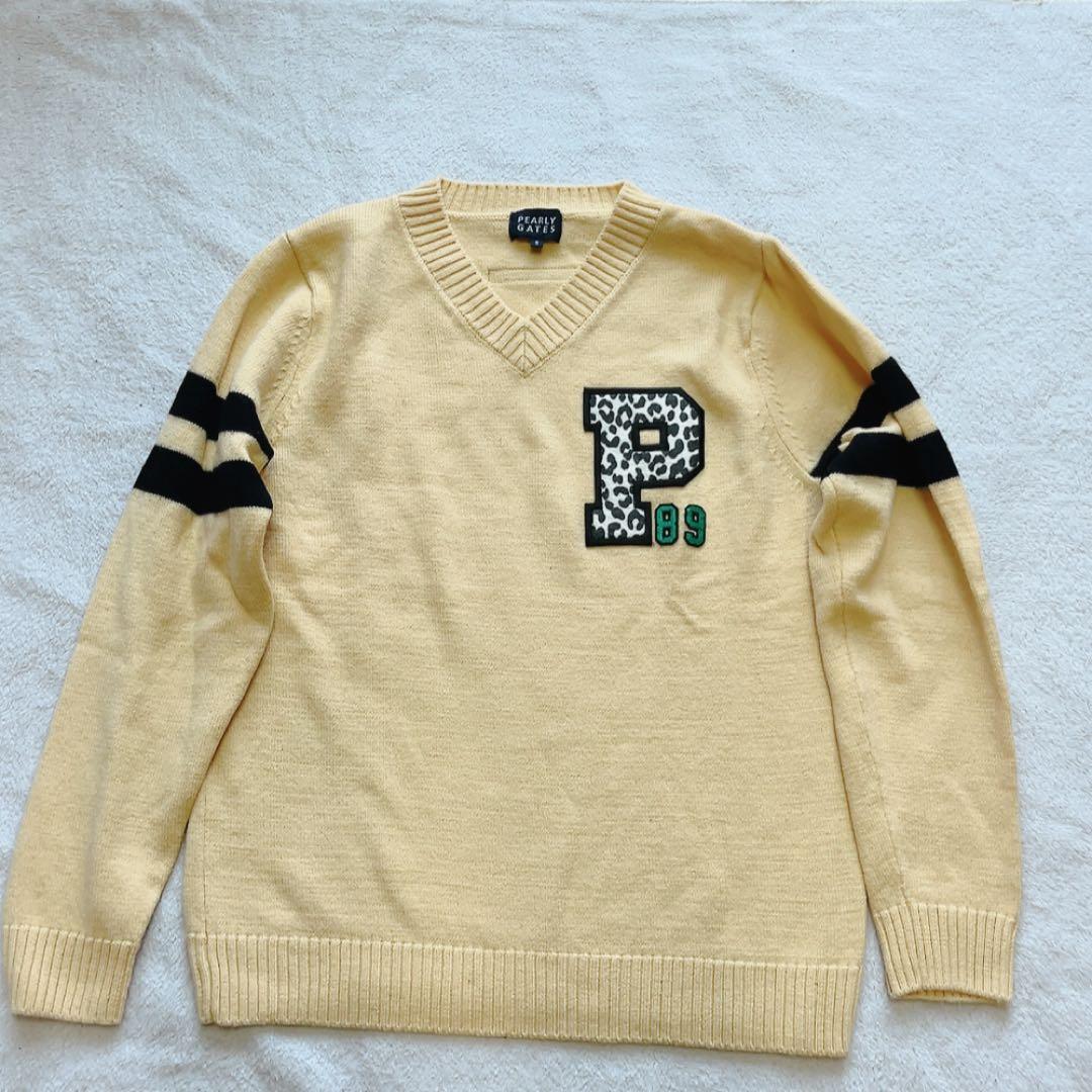 美品　パーリーゲイツ　ニット　ウール　毛　レオパード　ヒョウ　ベージュ　豹　L