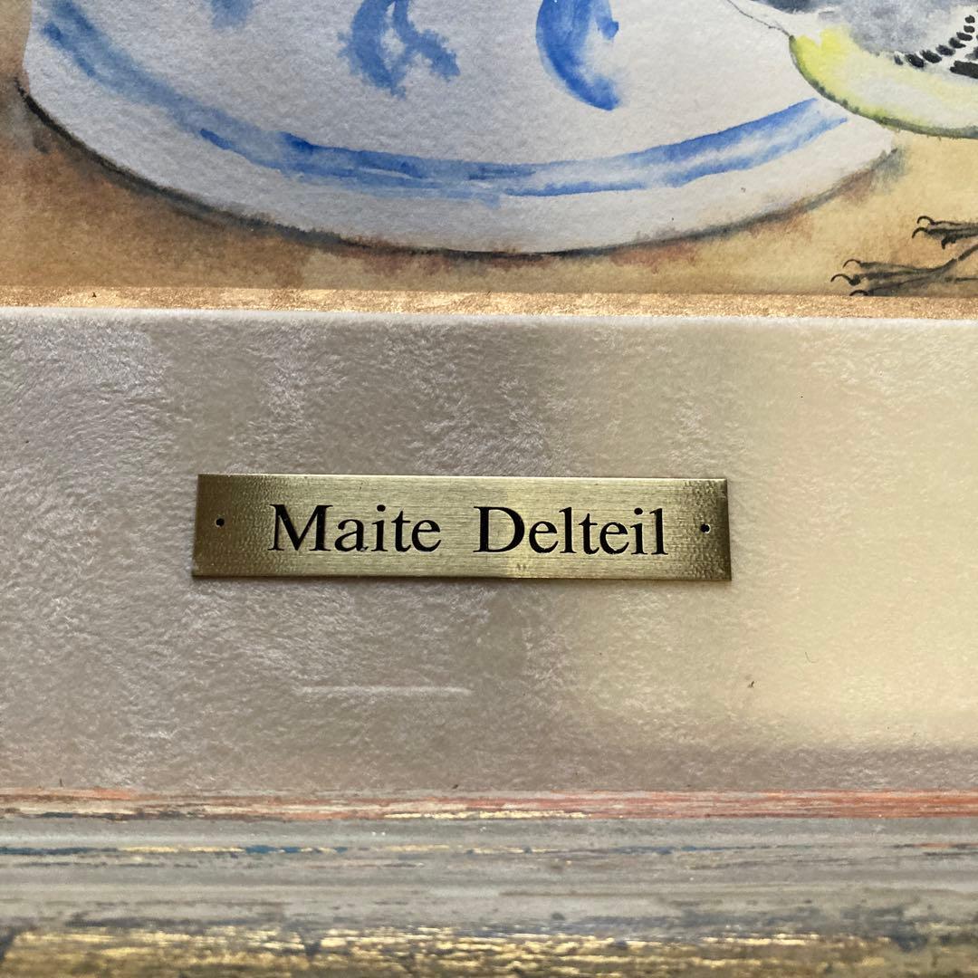マイテ　デルテイユ￼「スペインの花瓶」有名フランス人画家額56×47絵37×28