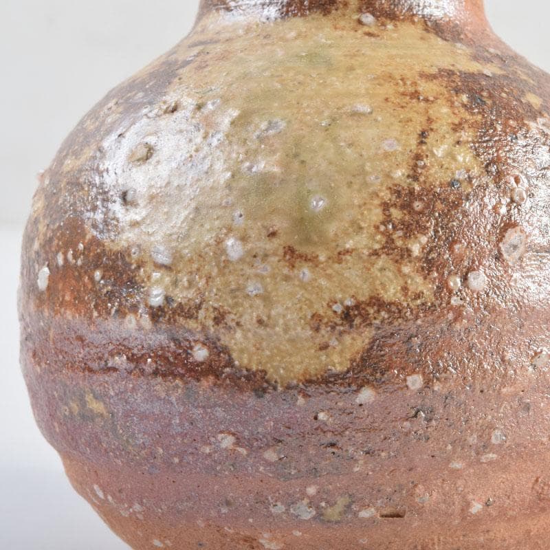 茶道具　信楽焼　上田寿方作　茶入　仕覆付　共箱　V　8952