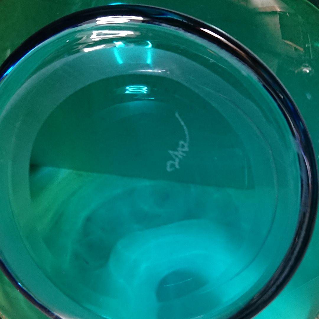 津軽びいどろ 作家物 秋村実作 金彩花入れ 重量約1075g未使用品・美品