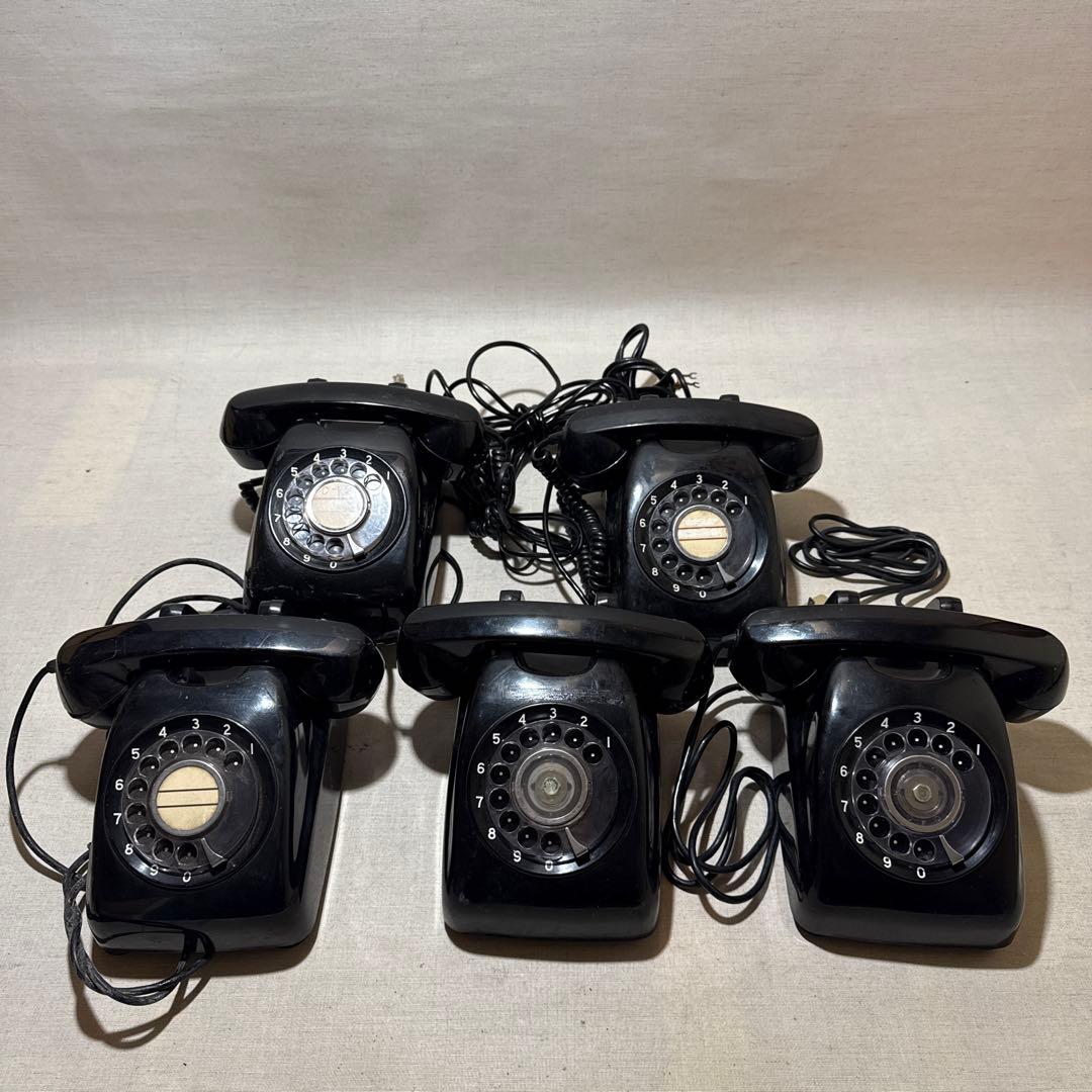 60s 昭和レトロ Japan 黒電話 ダイヤル式電話機 5台まとめ売り セット
