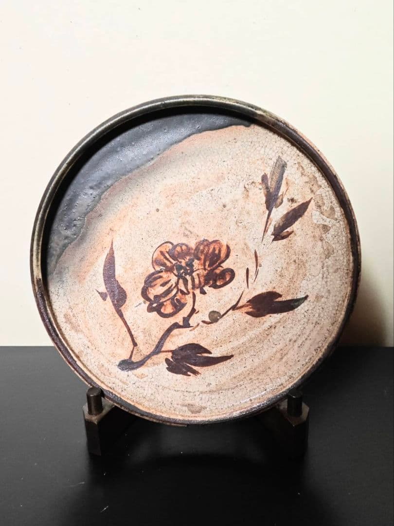 古織部釉行灯皿　古織部　古瀬戸　古民藝　骨董アンティーク　絵皿　江戸時代